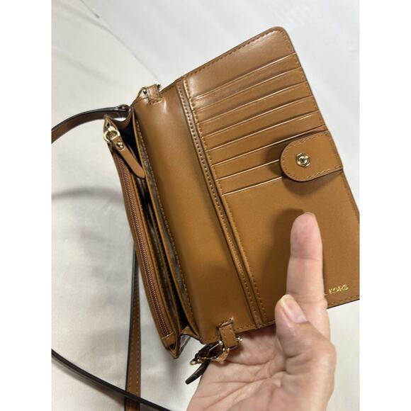 Michael Kors Studded Leather Phone Crossbody Bag - Acorn Adjustable Strap Small - Picture 12 of 14